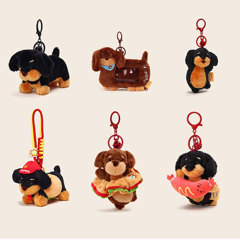 Плюшевая подвеска в виде собаки-сосиски, камера, гамбургер, декоративная кукла, брелок, кукла, ручная игрушка, подарок