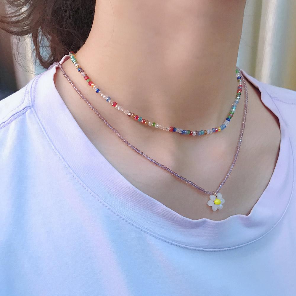 Милое корейское праздничное цветочное женское украшение Ожерелье-чокер из бусин с ромашкой