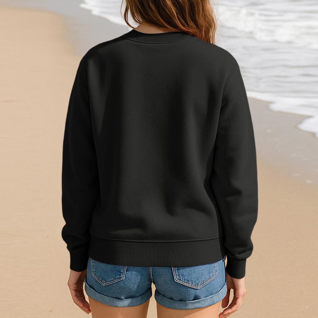 Толстовка с круглым вырезом для женщин, осенние графические толстовки для отпуска с длинным рукавом и заниженной линией плеч