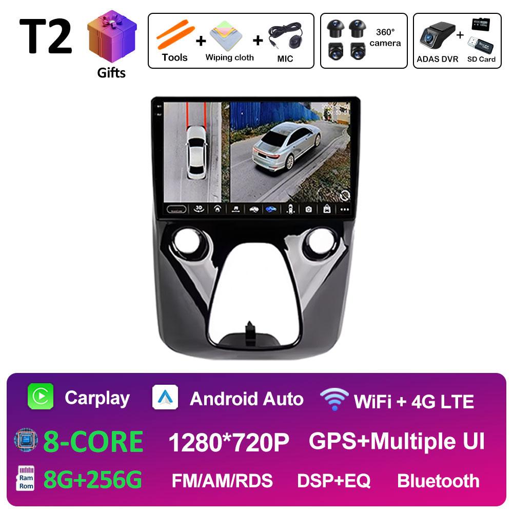 Car Audio Multimedia Radio Player For Peugeot 108 For Toyota Aygo B40 2014 2015 2016 - 2021 Android 14 Wireless Carplay NO 2 din