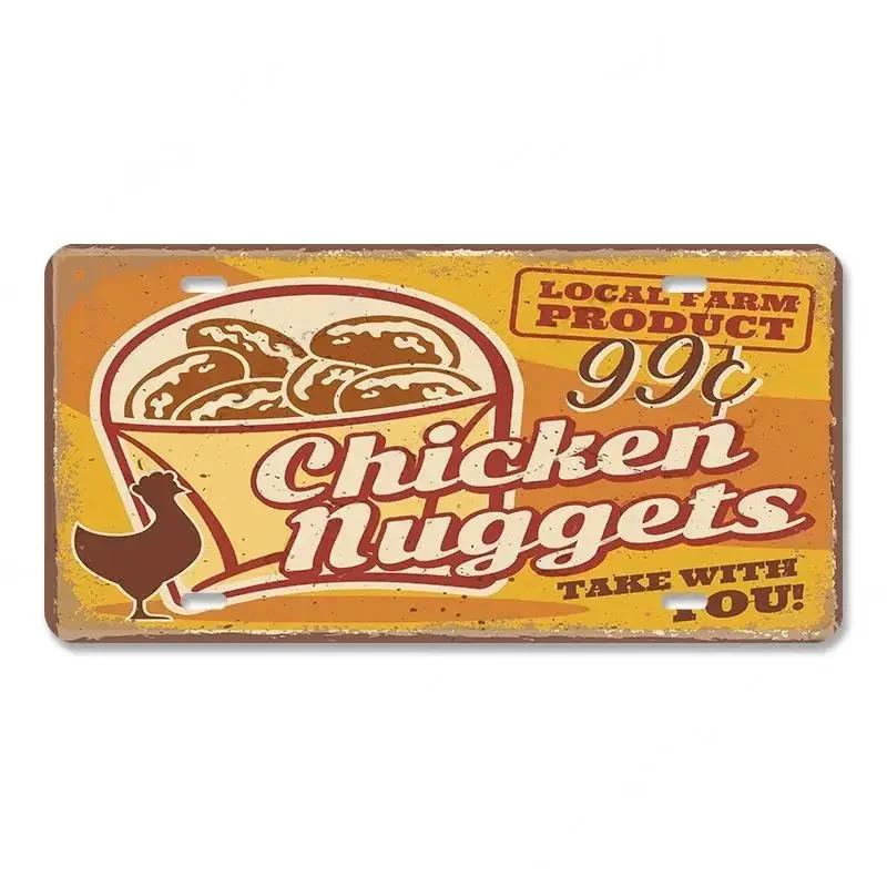 Vintage Delicious Foods Plate Metal Aluminum Sign Pizza Hot Roll Sandwich Donuts Metal Poster Home Cafe Restaurant Wall Decor