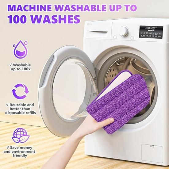 1/4 шт. Насадка для швабры Эффективная производительность Влажная/Сухая уборка Тряпки для мытья пола Удаление шерсти домашних животных Насадка для швабры из микрофибры для Swiffer PowerMop