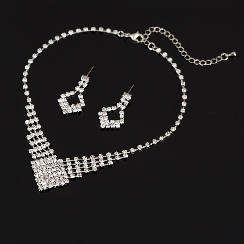 Factory Price Korean Style Necklace Foreign Trade European and American Two-Piece Set Exquisite Rhinestone Jewelry N24