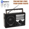 Retro Bluetooth Portable Multi Band Radio Receiver FM Radio SW Short Wave Plug-in Card U Disk MP3 Player