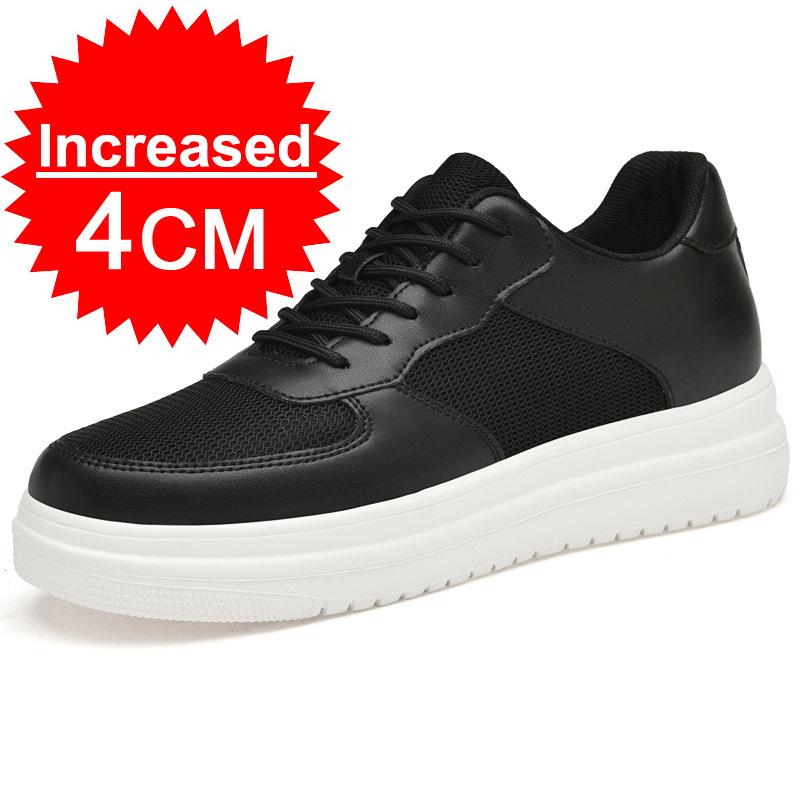 Men Leather Heightening Elevator Shoes Breathable Mesh Height Increase Thick Sole Shoes Man Height Insole 6/8/10CM Men Sneakers