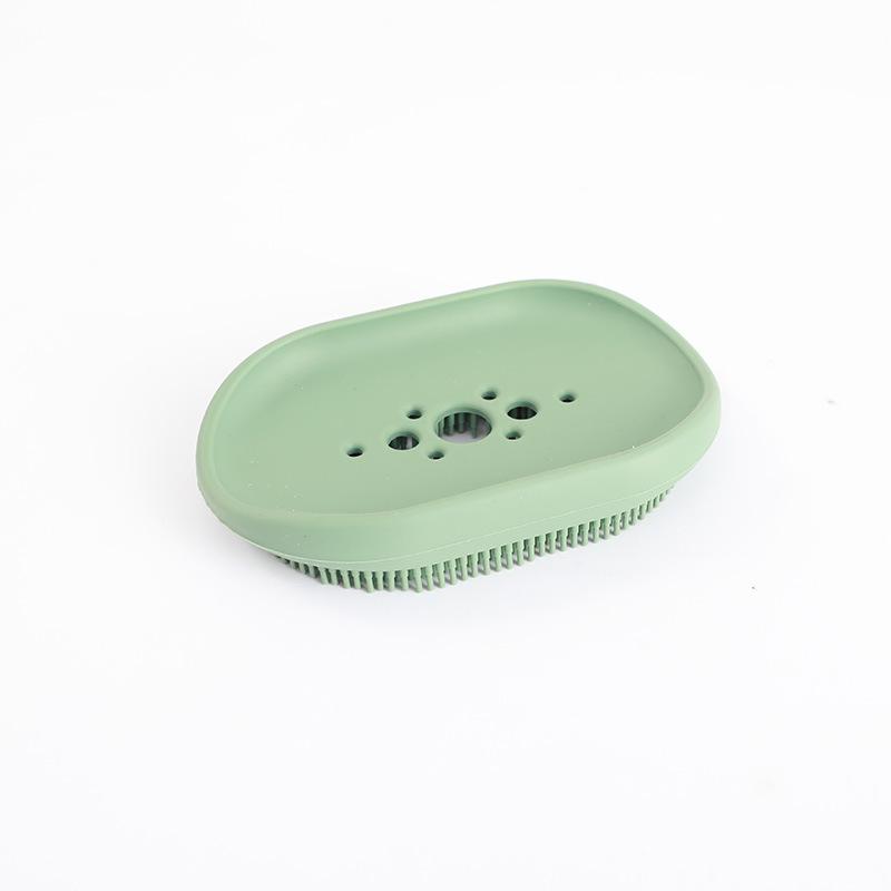 Multi-Functional Silicone Soap Dish with Integrated Brush Two-in-One Design for Easy Cleaning and Soap Storage Bathroom Accessory