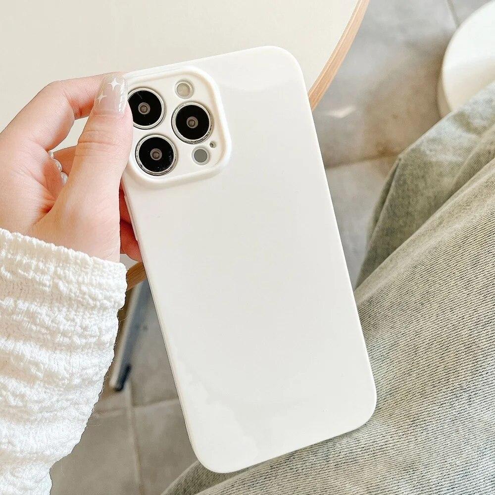 Противоударный чехол кремового цвета для iPhone 15 14 13 12 11 Pro Max X XS XR Max 7 8 Plus SE 3, глянцевый мягкий силиконовый чехол-бампер