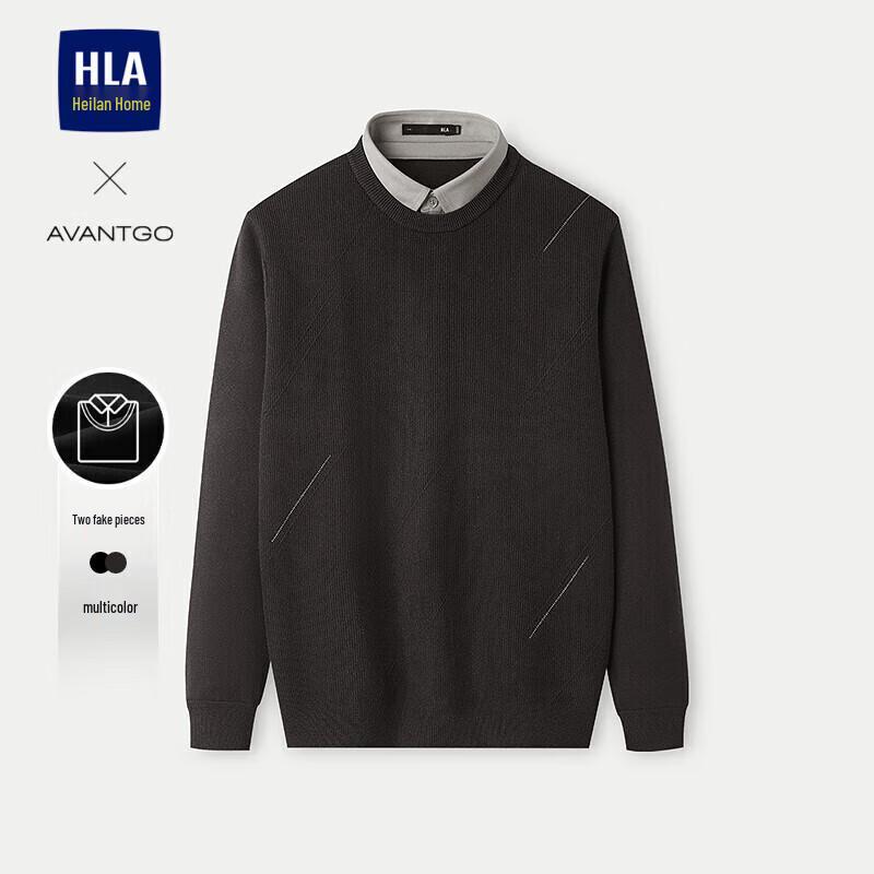 HLA Men's Faux Two-Piece Business Knit Sweater