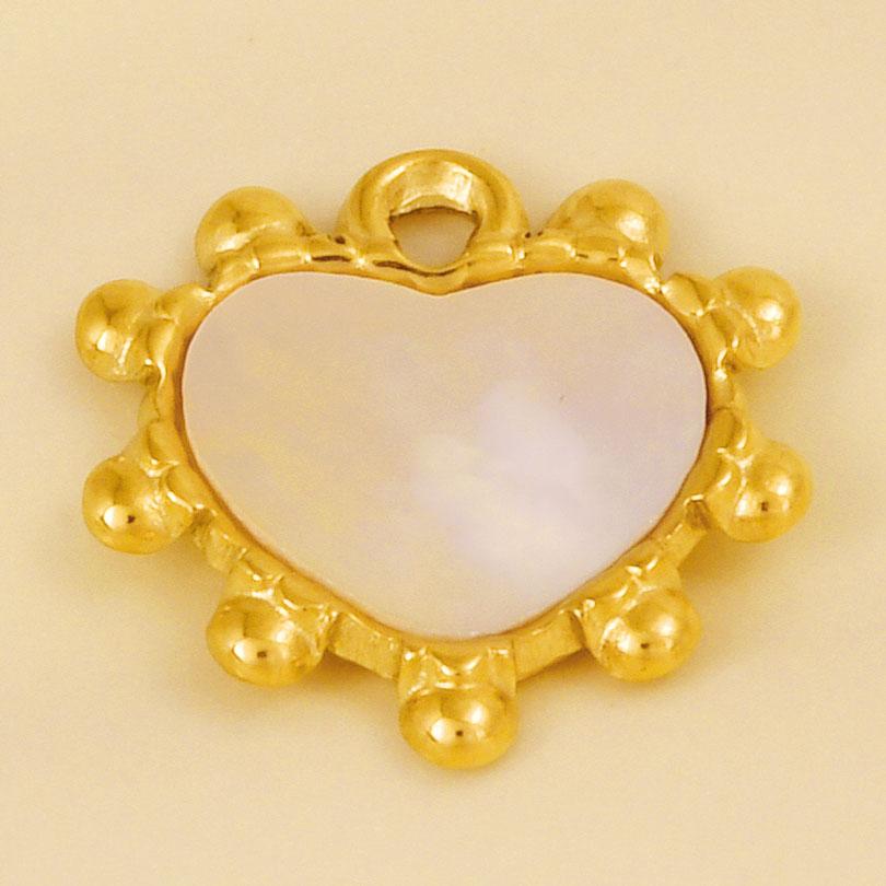 2pcs White Shell Charm Stainless Steel Pendants For Jewelry Making Supplies Mirror Sun Heart DIY Charms In Bulk Real Gold Plated