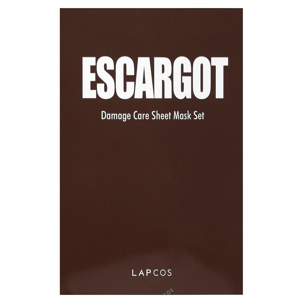 LAPCOS Escargot Damage Care Sheet Mask Set, 5 Sheets, 27ml (0.91fl Oz) Each