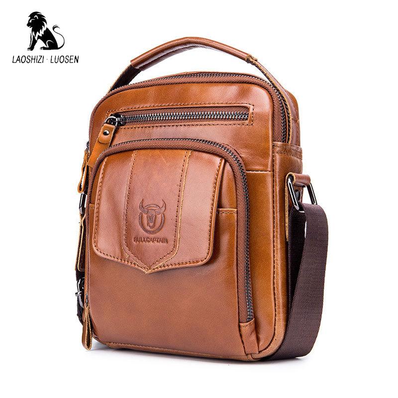 BULLCAPTAIN 100% Genuine Leather Men's Shoulder Bag Messenger Bags Business Men's High Quality Bag