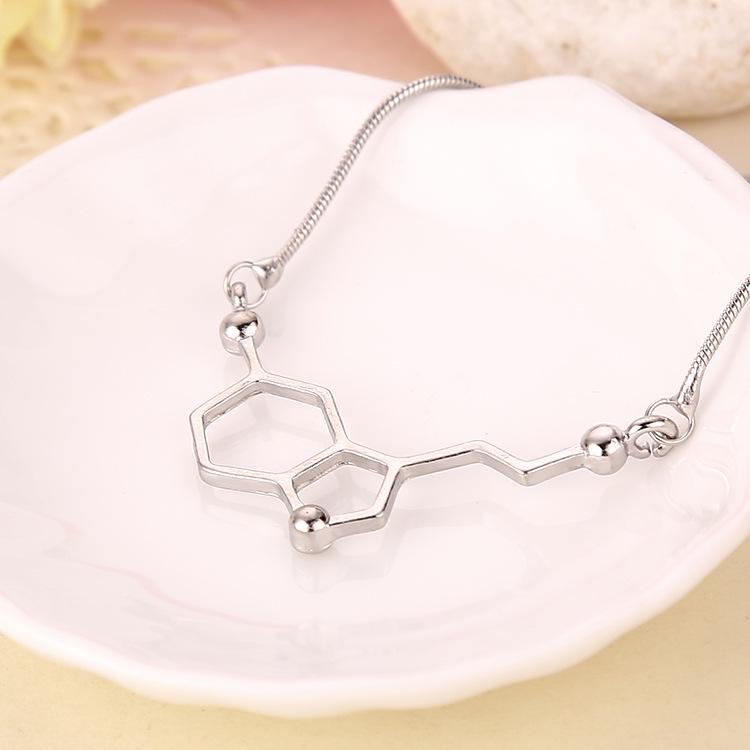 Dopamine Molecule Necklace: Science Student Love Equation Chemical Structure Jewelry