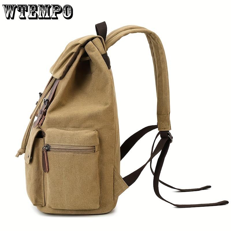 1pc Retro Canvas Backpack, Sturdy and Durable Computer Backpack, Worker Commuter Storage Bag for Office Business Trip