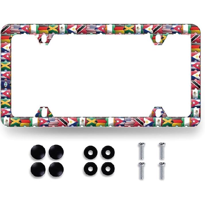 Thin Red Line License Plate Frame American Flag Firefighter License Plate Personalise Stainless Steel Funny License Plate Accessory Plate Holder