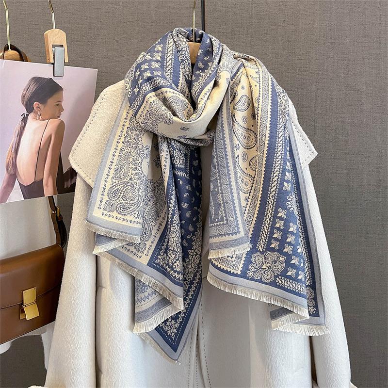 New Print Autumn Winter Scarf Women Pashmina Shawls and Wraps Cashmere Blanket Warm Thick Stoles for Lady Bufanda Stole
