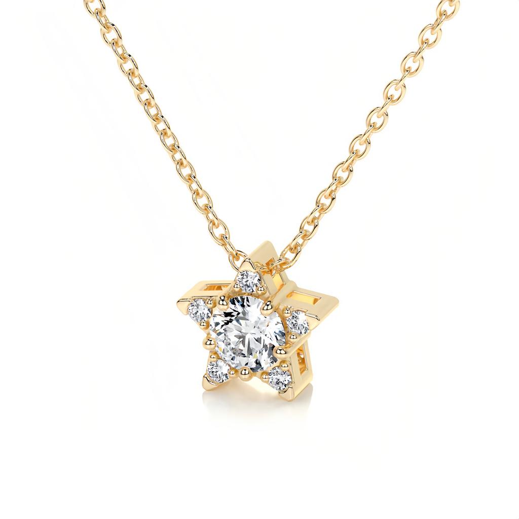 WUIHA 100% 925 Sterling Silver VVS1 D Color GRA Real Moissanite Gemstone Wedding Engagement Star Pendant Necklace Fine Jewelry