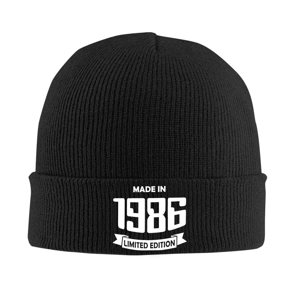 Born in 1986 vintage age 40 years old funny 40th birthday Cuff Beanie Knit Skull Cap For Men Warm Knit Skullies Beanie Cap