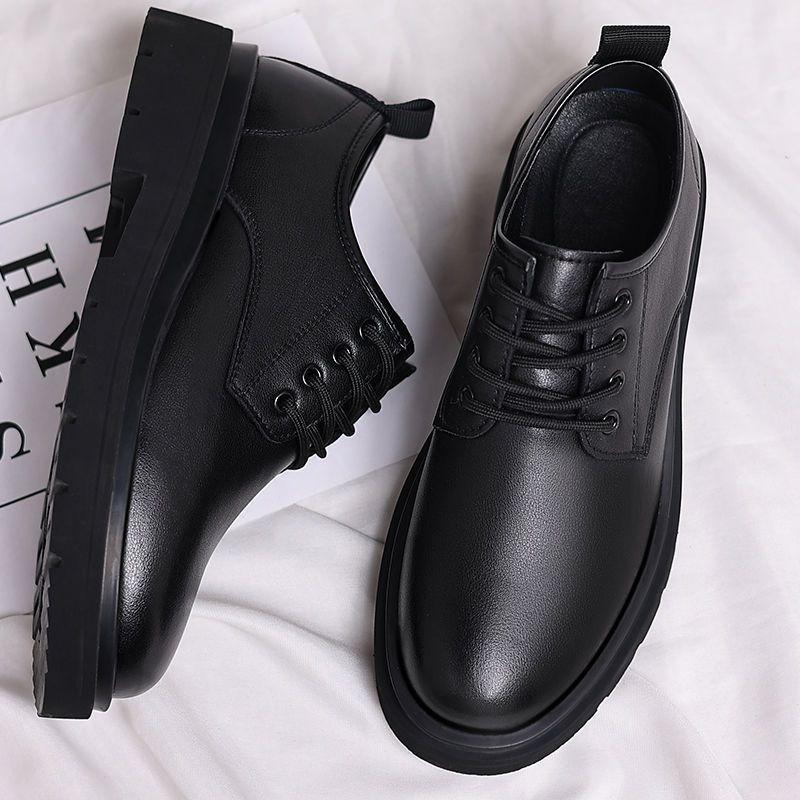 Inner Heightening Men's Shoes Spring Leather Business Dress Leather Shoes Men's Casual Shoes Breathable Low-top Martin Boots