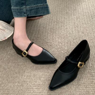 Белые французские туфли Мэри Джейн на толстом каблуке, женские, новинка 2025 года, весна-осень, ретро, маленький аромат, с юбкой, легкие одинарные туфли