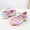 Spring Children High Heels Leather Shoes Fashion Glitter Rainbow Princess Shoes for Girls Kids Party Wedding Dress Single Shoes