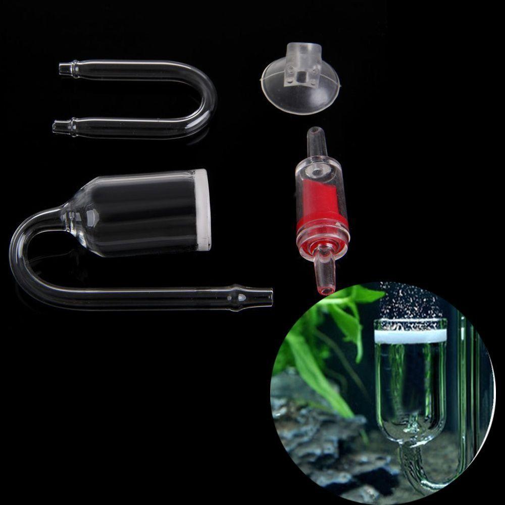 Transparent Glass CO2 Diffuser Refinement Suction Cup Glass Tube Aquarium Plant Supply