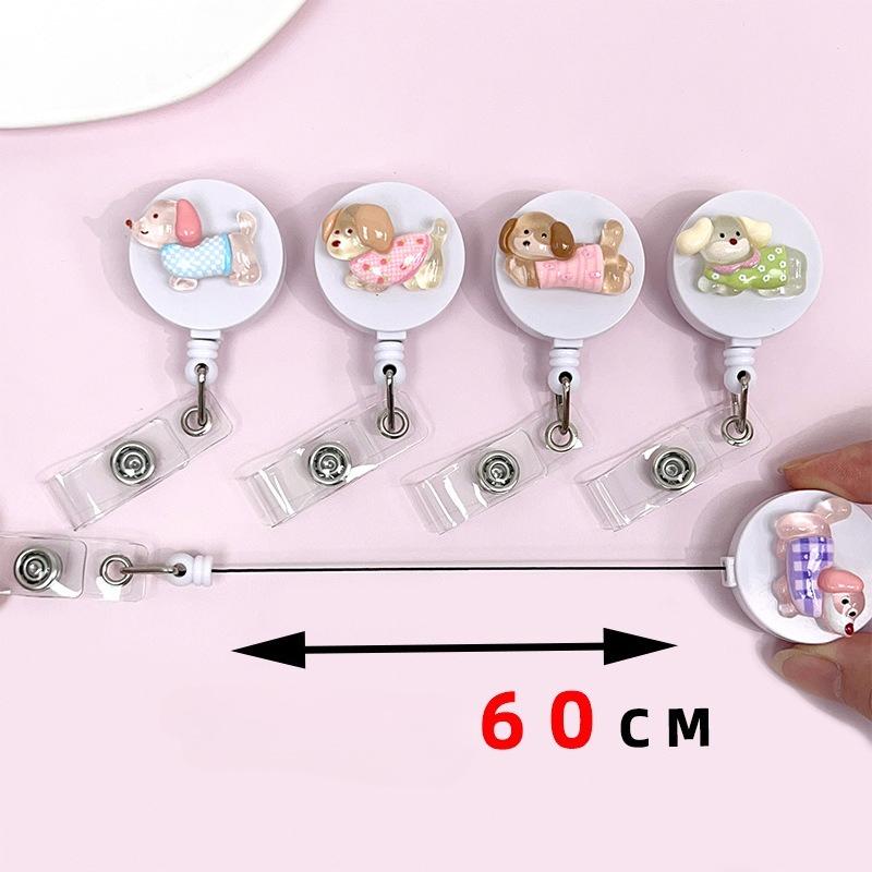 Cute Animal Retractable Badge Holder for Healthcare Workers60cm Extendable ID Card Reel with Secure Clip Puppy Design for Nurses