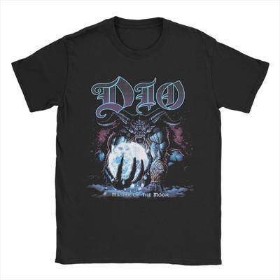 Dio Master of The Moon Черные футболки для мужчин Хлопковые повседневные футболки с круглым вырезом Футболка с коротким рукавом Одежда Оригинал