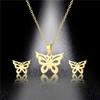 Мексиканская мода, ожерелье с бабочками, серьги, воротник-бабочка, цепочка, позолоченная, из нержавеющей стали, комплект из трех предметов, трансграничный источник