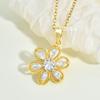 Six-Valve Flower Necklace Female Simple High-End Temperament Versatile Collarbone Chain Zircon Flower Pendant