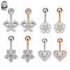 Butterfly 316L Steel Belly Button Rings Heart Shape Snowflake Zircon Navel Piercing Ring Women Body Belly Piercing Jewelry