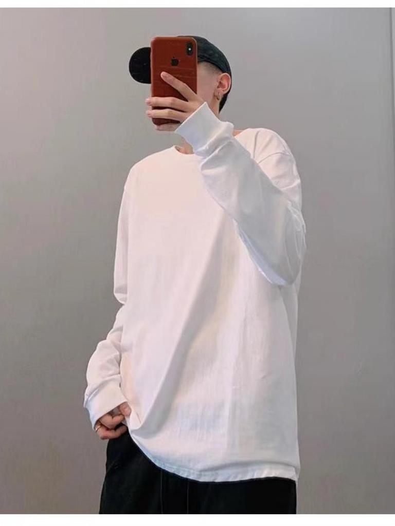 2025 Men's Trendy Long Sleeve Spring/Autumn T-Shirt: Versatile Base Layer and Handsome Outerwear Sweatshirt