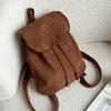 Korean Vintage Suede Flap Drawstring Backpack Ins New Casual Fashion Student Small Bagpack Soild Female Travel Bags Rucksack Sac