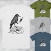 Crow With Book T-Shirt Mens Womens Oversized T Shirt Unisex Tee Top #P1#PR#D