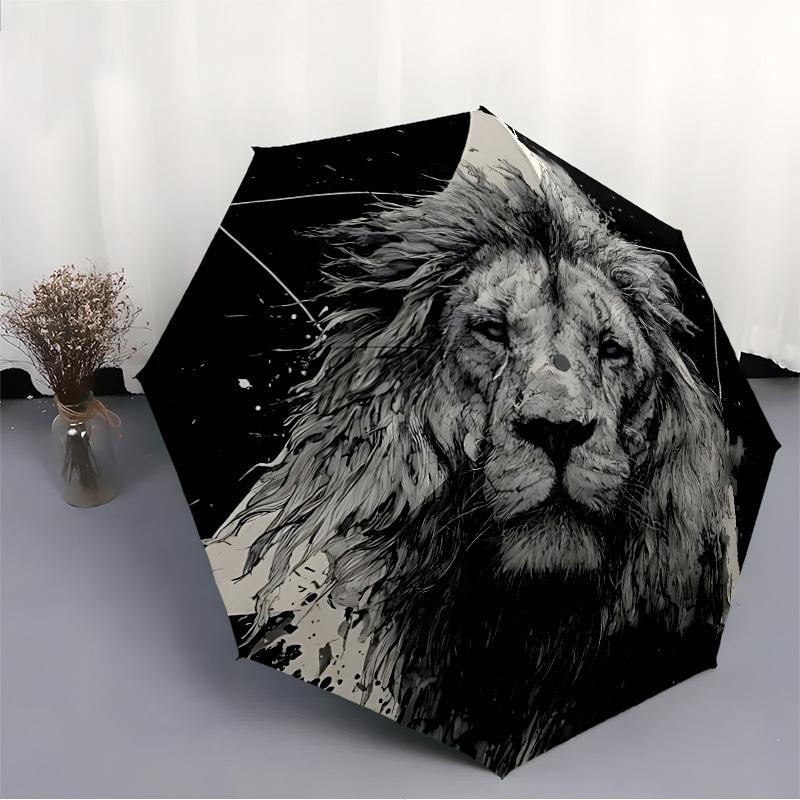 1pc Lioness Automatic Opening/Closing Umbrella with Operation & Windproof Canopy - Folding Design, Holiday Gift yy260225132