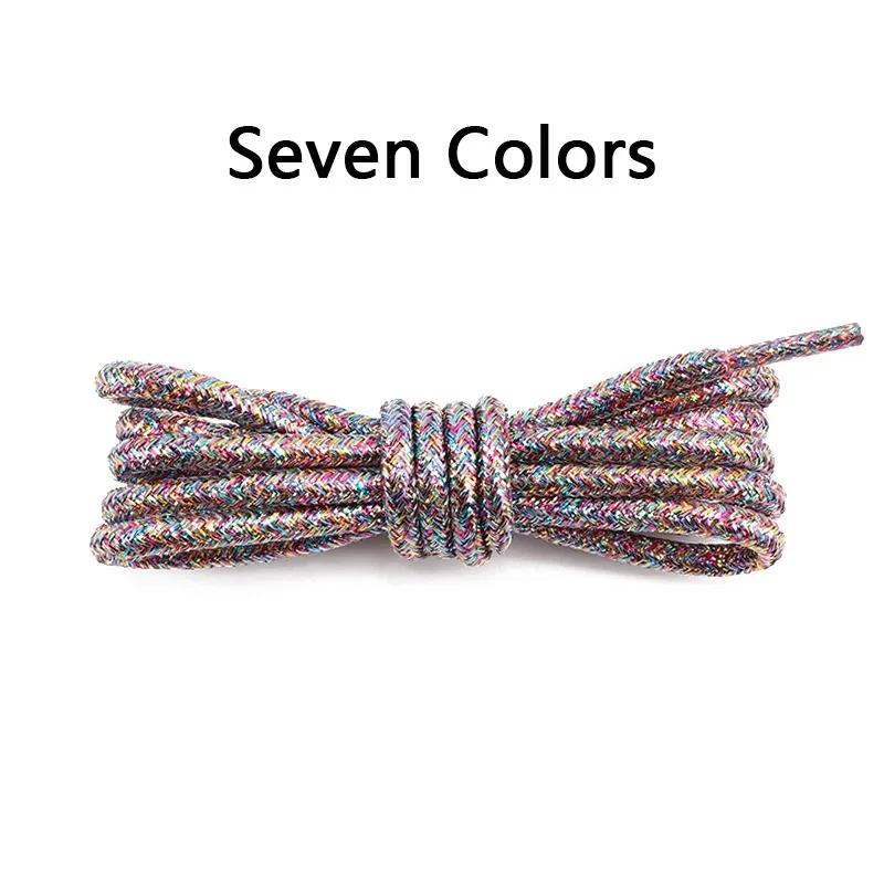 Fashion Color Flash Shoelaces Outdoor Sport Wear Resistant Circular Sports Shoelaces Metallic Luster Gold Silver Flat Shoe Laces