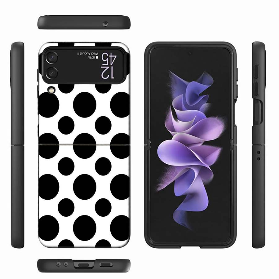 Черно-белый горошек Защитный чехол для телефона для Samsung Z Flip 6 7 5G Z Flip 5 Galaxy Z Flip 3 4 5G ZFlip Ударопрочный Жесткий Co