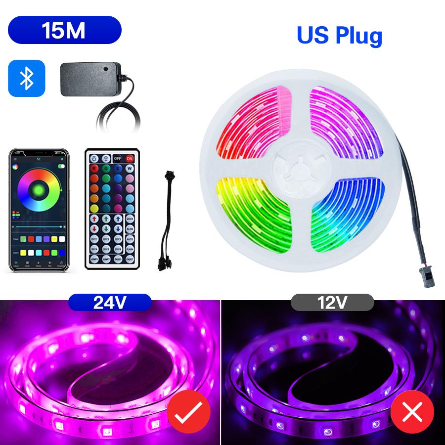 LED Strip with Bluetooth / 24V / Remote Control, Smartphone / 10M-25M In One Roll
