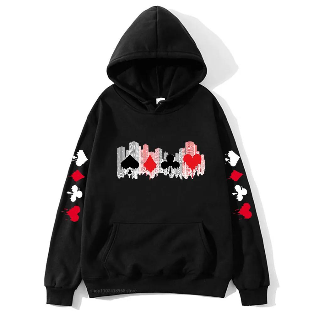 Мужские здания и игральные карты толстовка с капюшоном Alice In Borderland толстовка с капюшоном Y2k Sudaderas Мужская одежда