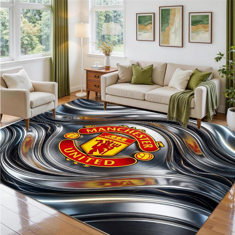 Manchester United Design Crystal Velvet Rug Soft Decorative Mat for Bedroom Entrance