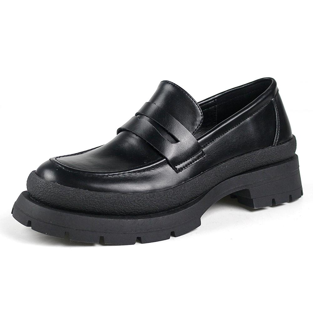U-Double Spring Shoes Women British Style New Thick-Soled College Style Casual Loafers Genuine Leather Fashion Shoes Girls