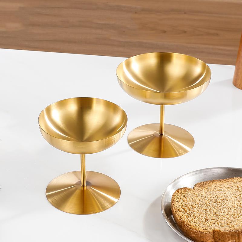 Чашка из нержавеющей стали 304, мороженое, десерт, высокие ножки, бар, винный ресторан, принадлежности