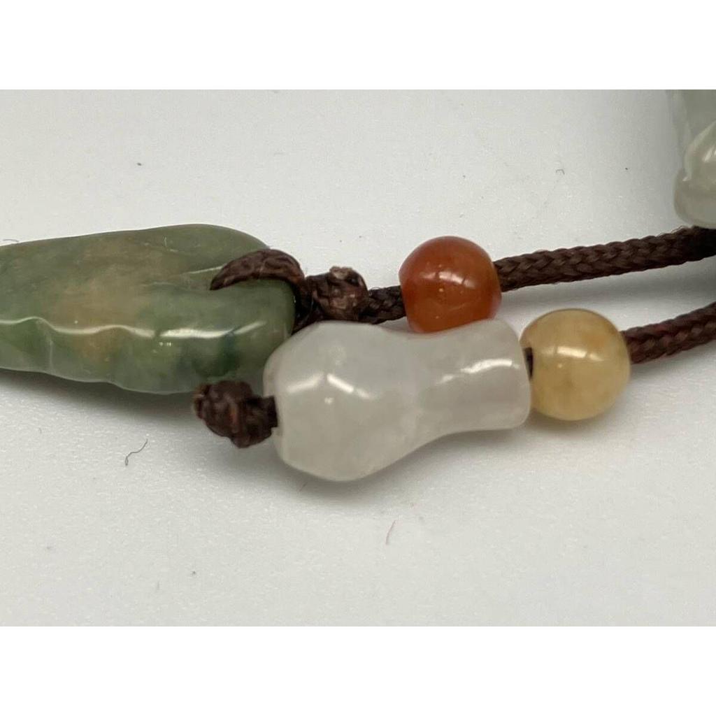 Used Natural stone style carp fish butterfly stone style necklace motif green carving braid material unknown
