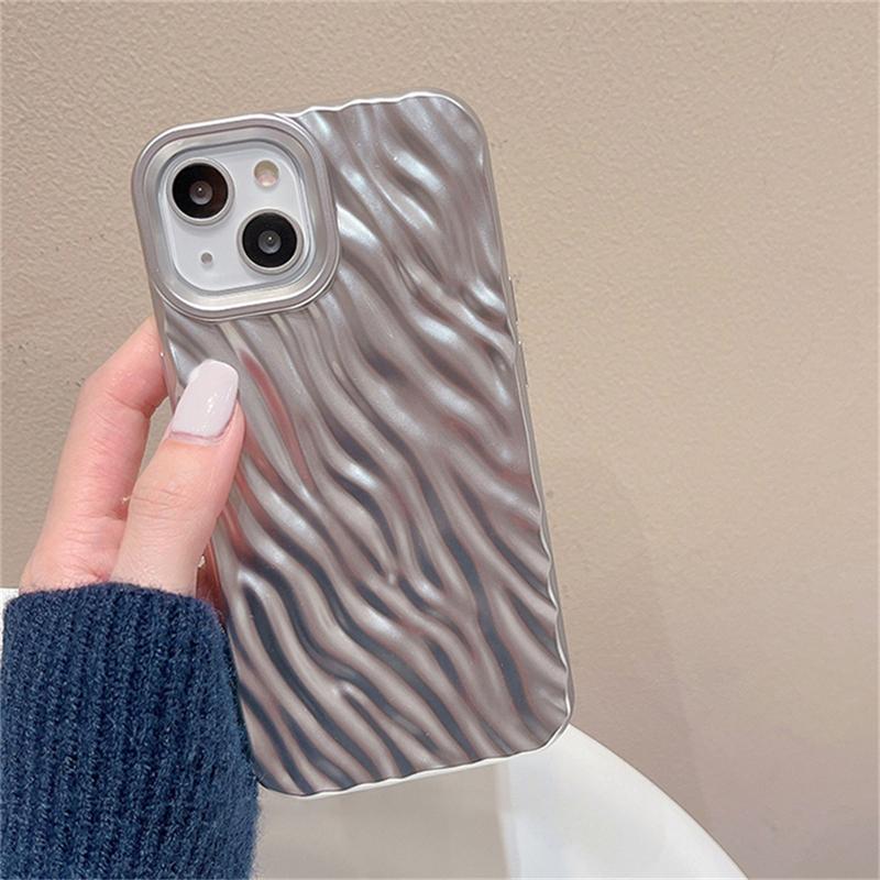 Эстетический корейский глянцевый чехол для телефона с водной рябью для Iphone 14 13 12 11 Pro Max, милый однотонный складной противоударный мягкий чехол на заднюю панель Funda