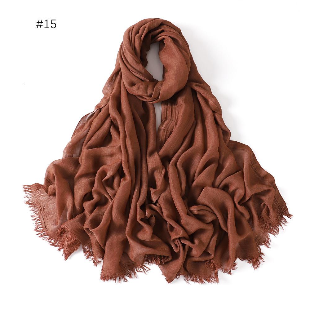 Fashion Muslim Cotton Rayon Modal Hijab For Women Headscarf Long Shawls Islam Hijab Turbans Head Wrap Solid Fringe Scarves