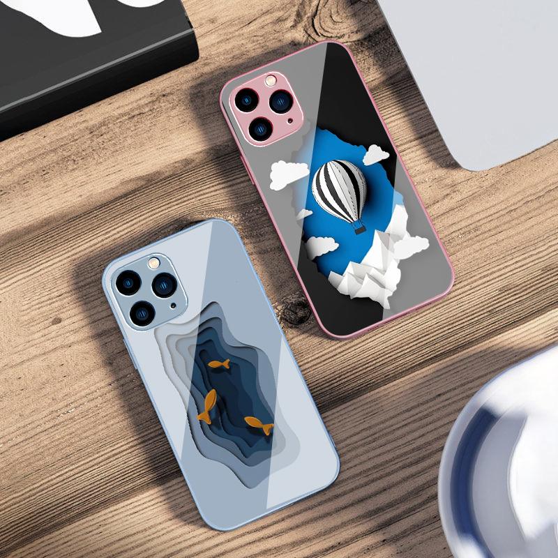 Луна и астронавты для iPhone 16 Pro Max 15 Pro 14 13 12 Mini 11 XS M Ax XR 7 8 Plu SE 2022 Чехол для телефона из закаленного стекла