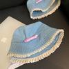 Bow Tie Lace Fisherman Hat Big Brimmed Bow Sunscreen Hat Fashion Denim Bucket Hat  Women