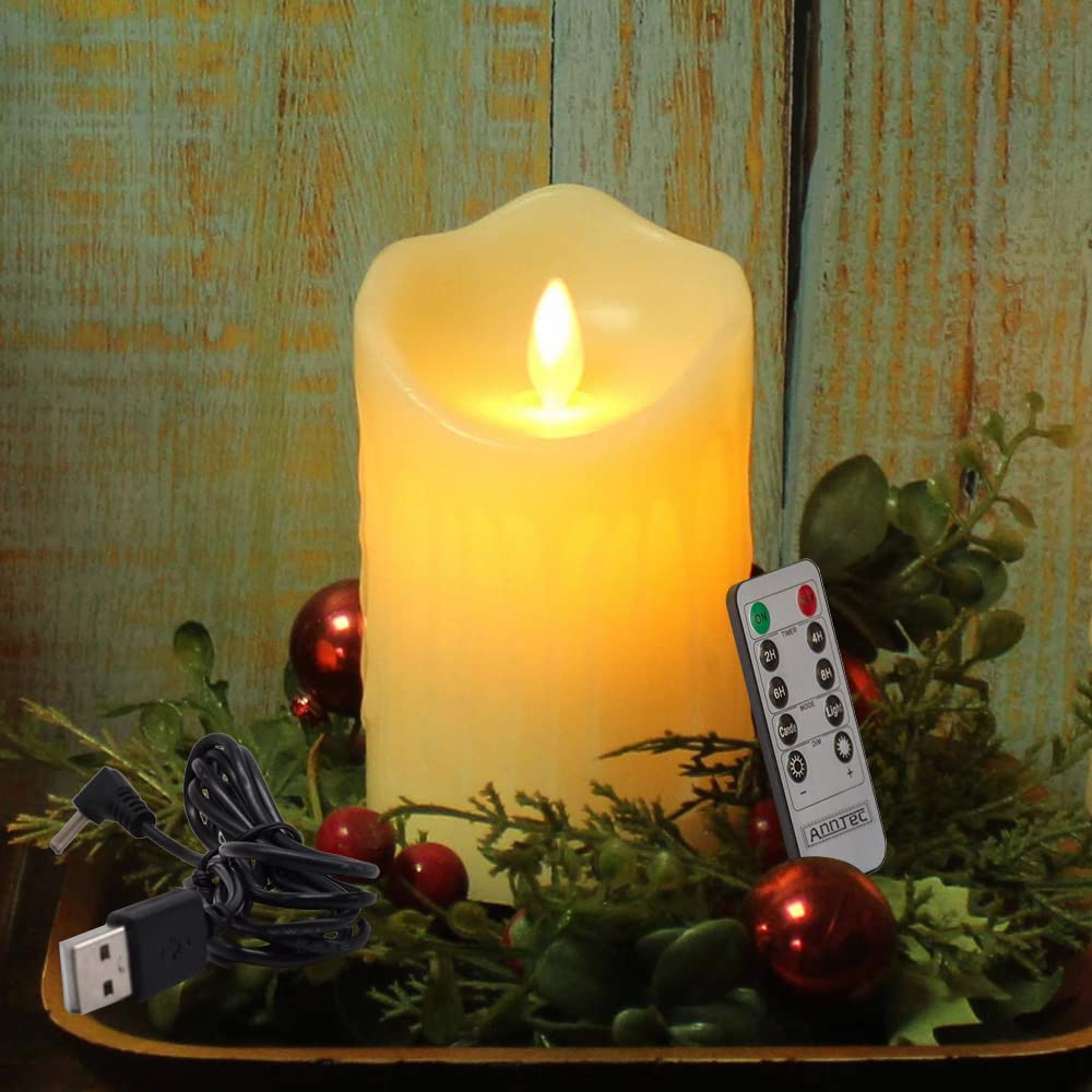 AnnTec LED Candle USB Equipped with Remote Flickering Like a Real Warm Color No Energy Comes with Dedicated Remote Adjustable Brightness LED Candle x