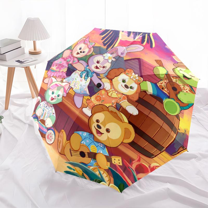 1pc Duffy and Friends at the Beach Pattern Umbrella, Fashionable, Personalized, High-Value Folding Umbrella, a Must-Have for Summer, 8-Rib D