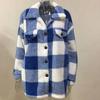 2026 New Elegant Fleece Coat with Pockets Minimalist Plaid Button-Down Jacket for Women