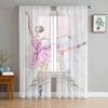Woman Dance Eiffel Tower Art Tulle Sheer Curtains for Living Room Decoration Window Curtain for Bedroom Voile Organza Drapes